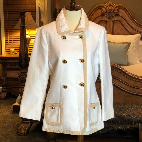kate spade Jackets & Blazers - Kate Spade White & Gold Bayle Jacket Size 8